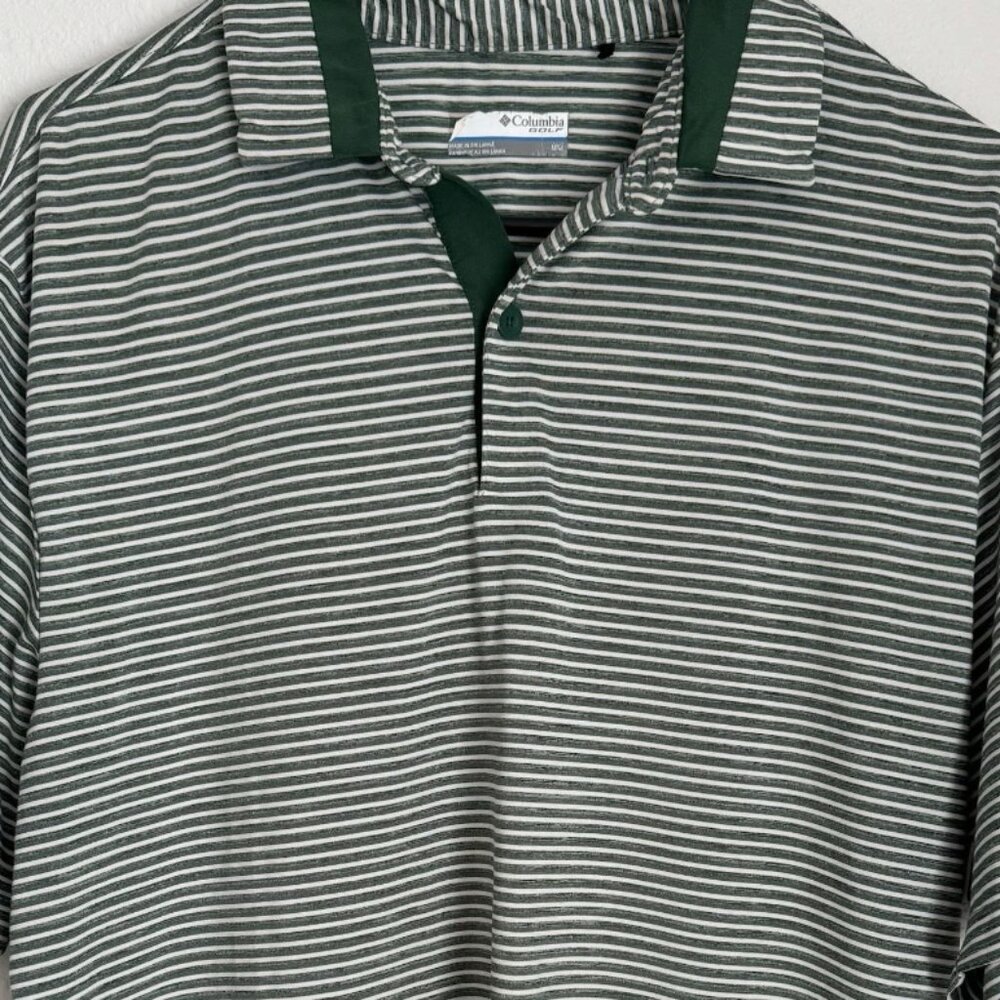 Columbia Golf Men's Medium Shiet Performance Green Striped